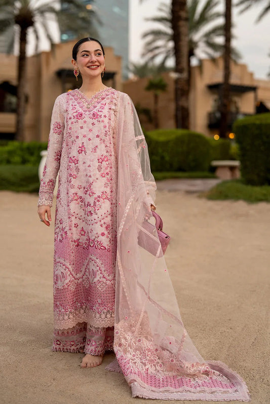 03-Piece Embroidered Lawn Suit With Organza Dupatta | Ready To Wear