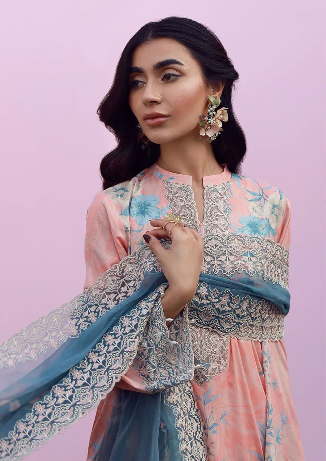 03-Piece Lawn Suit With Chiffon Dupatta | Ready To Wear