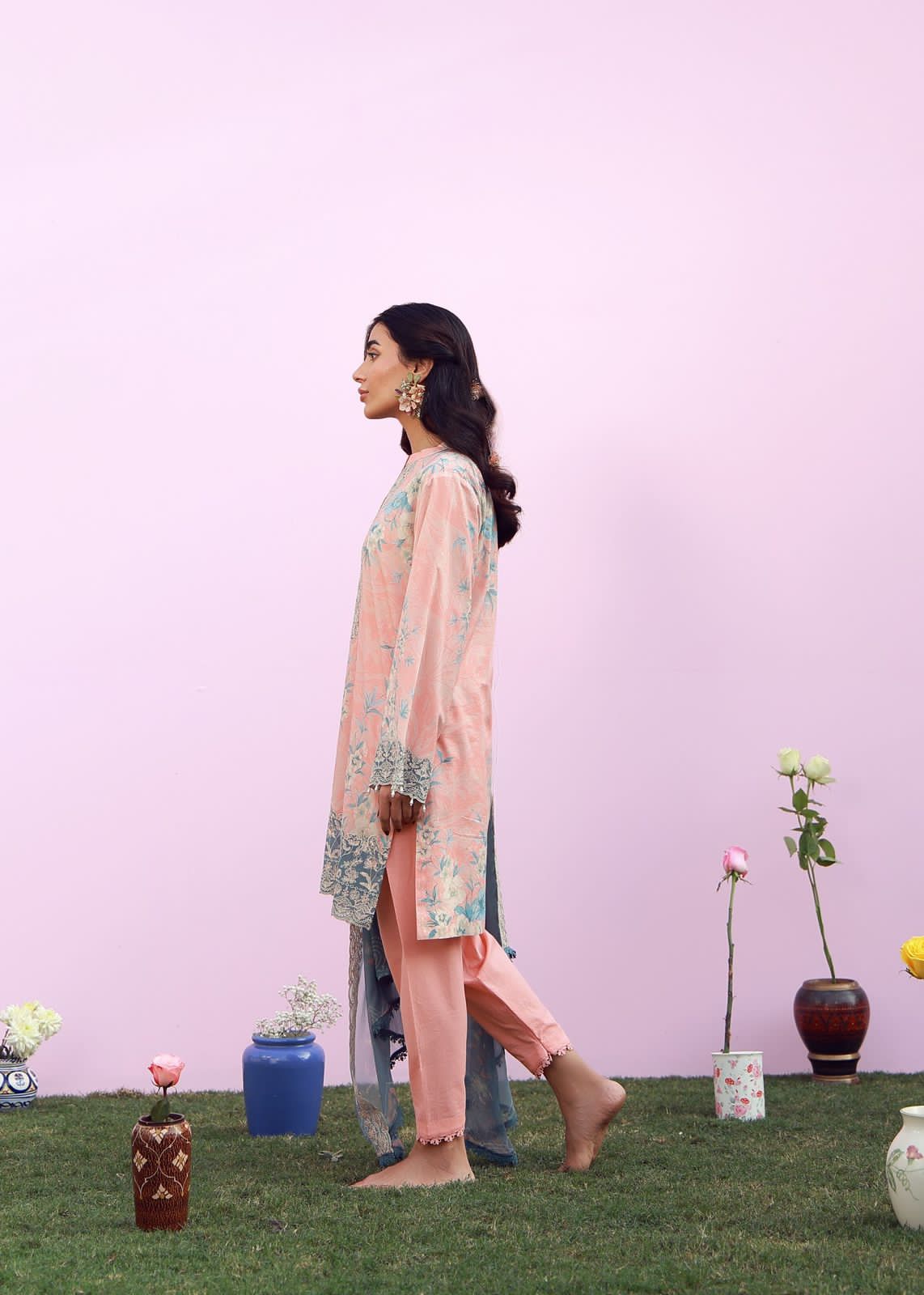 03-Piece Lawn Suit With Chiffon Dupatta | Ready To Wear