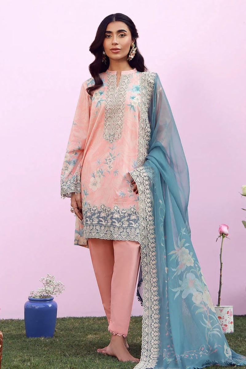 03-Piece Lawn Suit With Chiffon Dupatta | Ready To Wear