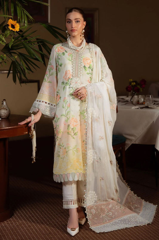03-Piece Printed Lawn Suit With Chiffon Dupatta - Ready To Wear