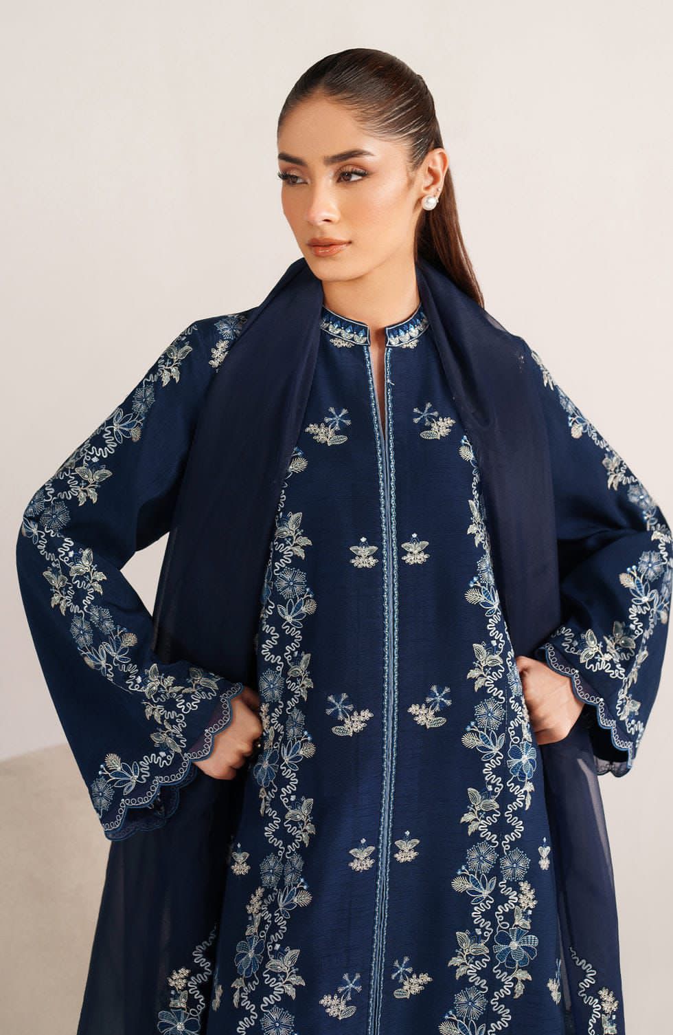 03-Piece Embroidered Lawn Suit With Chiffon Dupatta | Ready To Wear