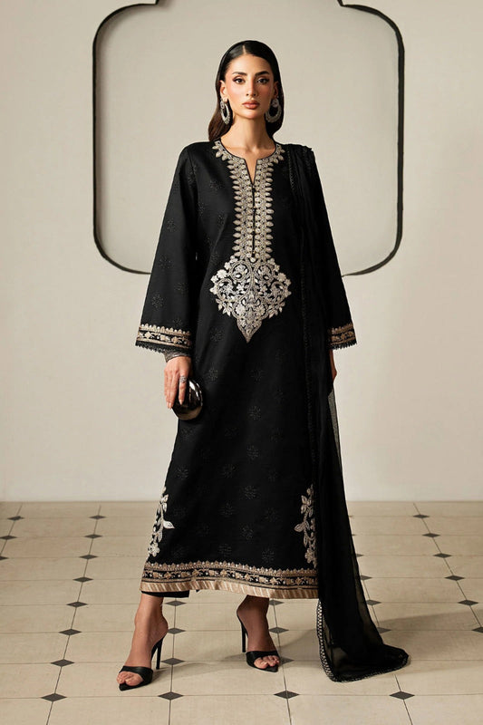 03-Piece Embroidered Lawn Cotton Suit With Net Dupatta | Ready To Wear