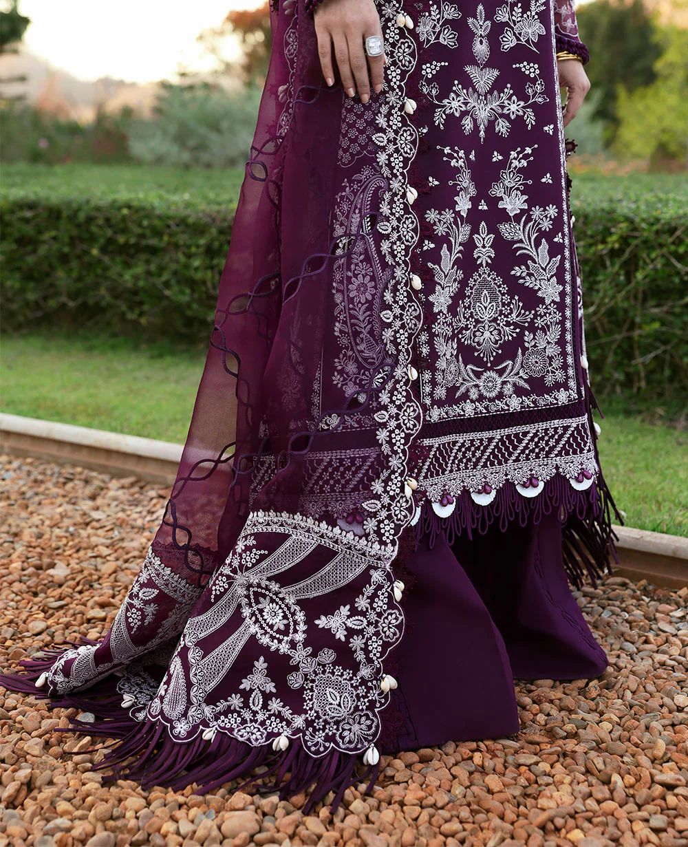 03-Piece Embroidered Lawn Suit With Organza Dupatta | Ready To Wear