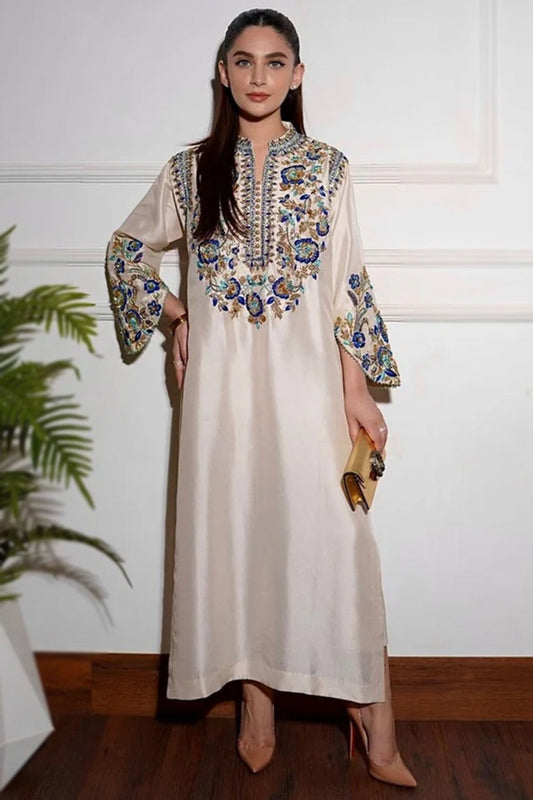 03-Piece Raw Silk Suit With Organza Dupatta | Ready To Wear