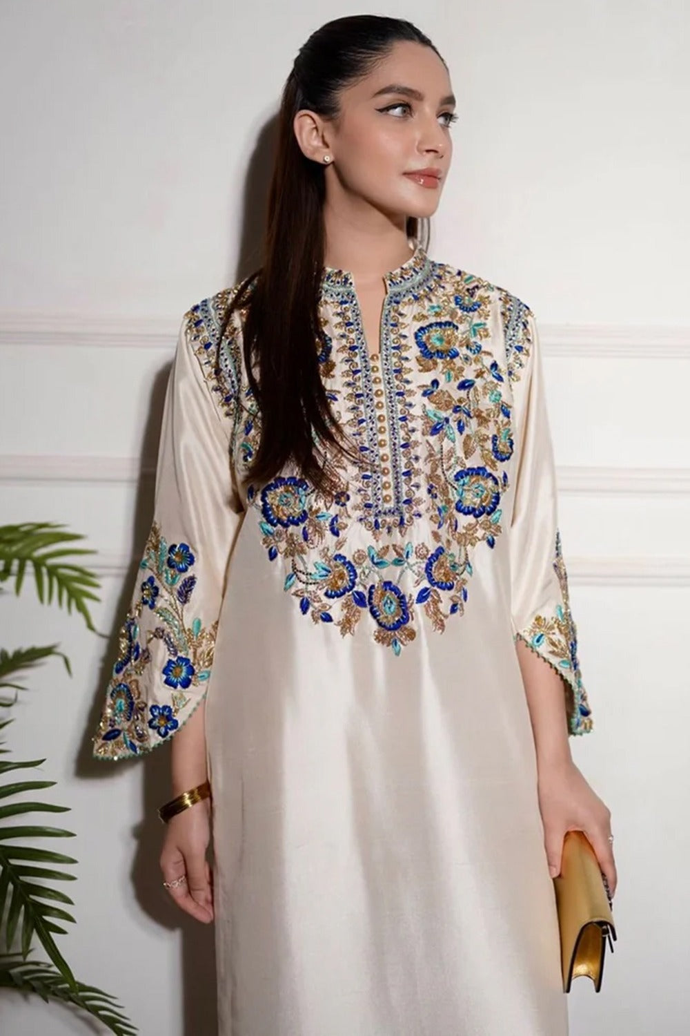 03-Piece Raw Silk Suit With Organza Dupatta | Ready To Wear