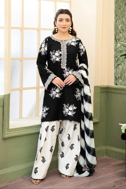 3 piece Lawn Suit With Monark Dupatta | Ready To Wear