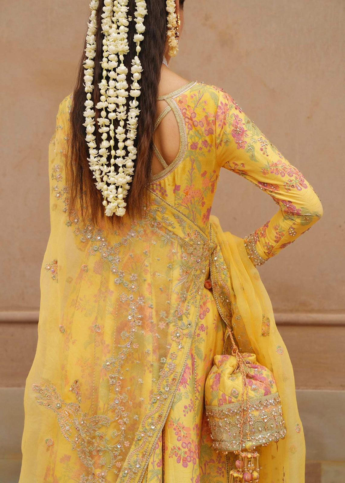 3-Piece Luxury Shamooz Silk Pallu Style Suit with Handcrafted Adda Work | Ready to Wear