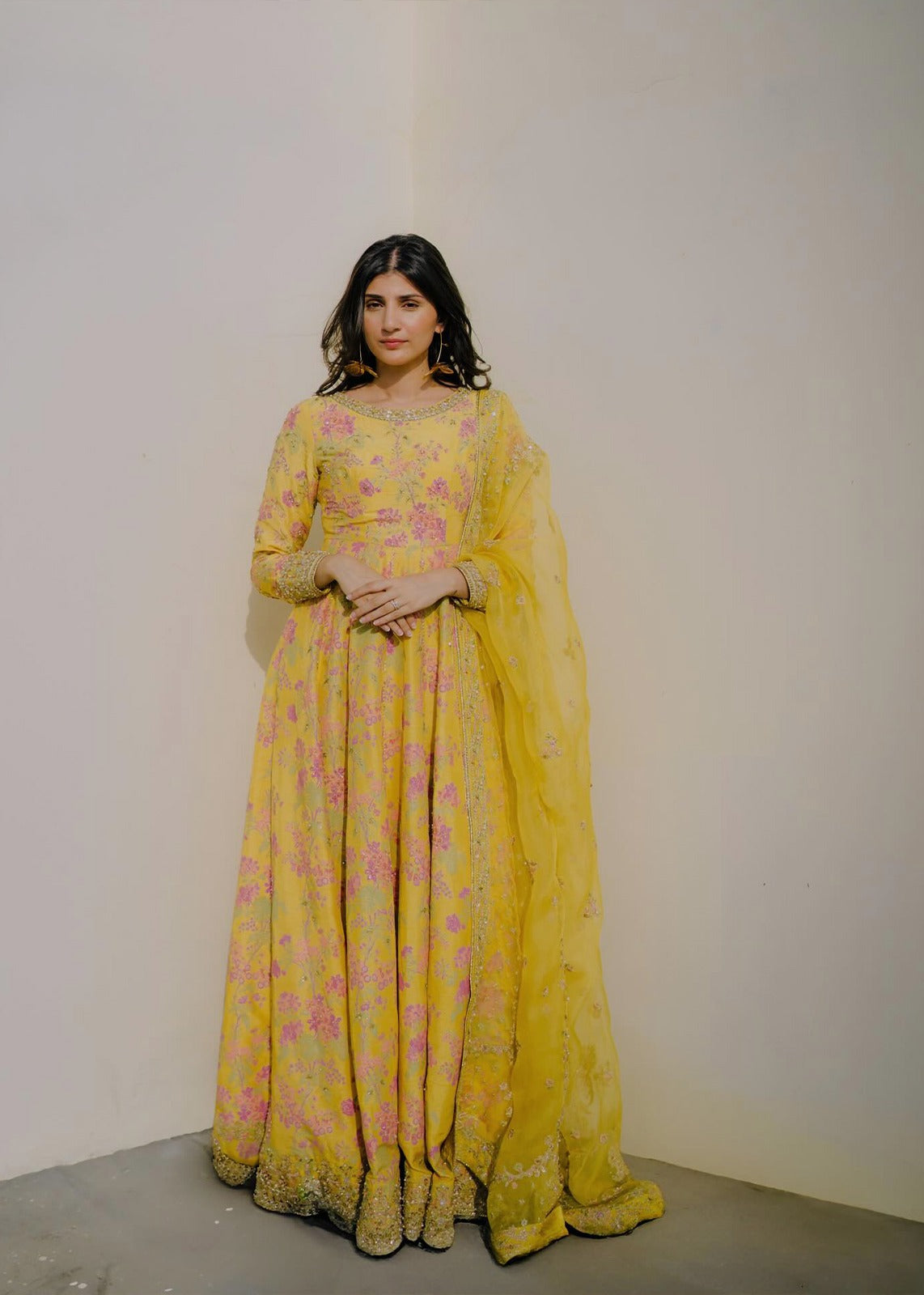 3-Piece Luxury Shamooz Silk Pallu Style Suit with Handcrafted Adda Work | Ready to Wear