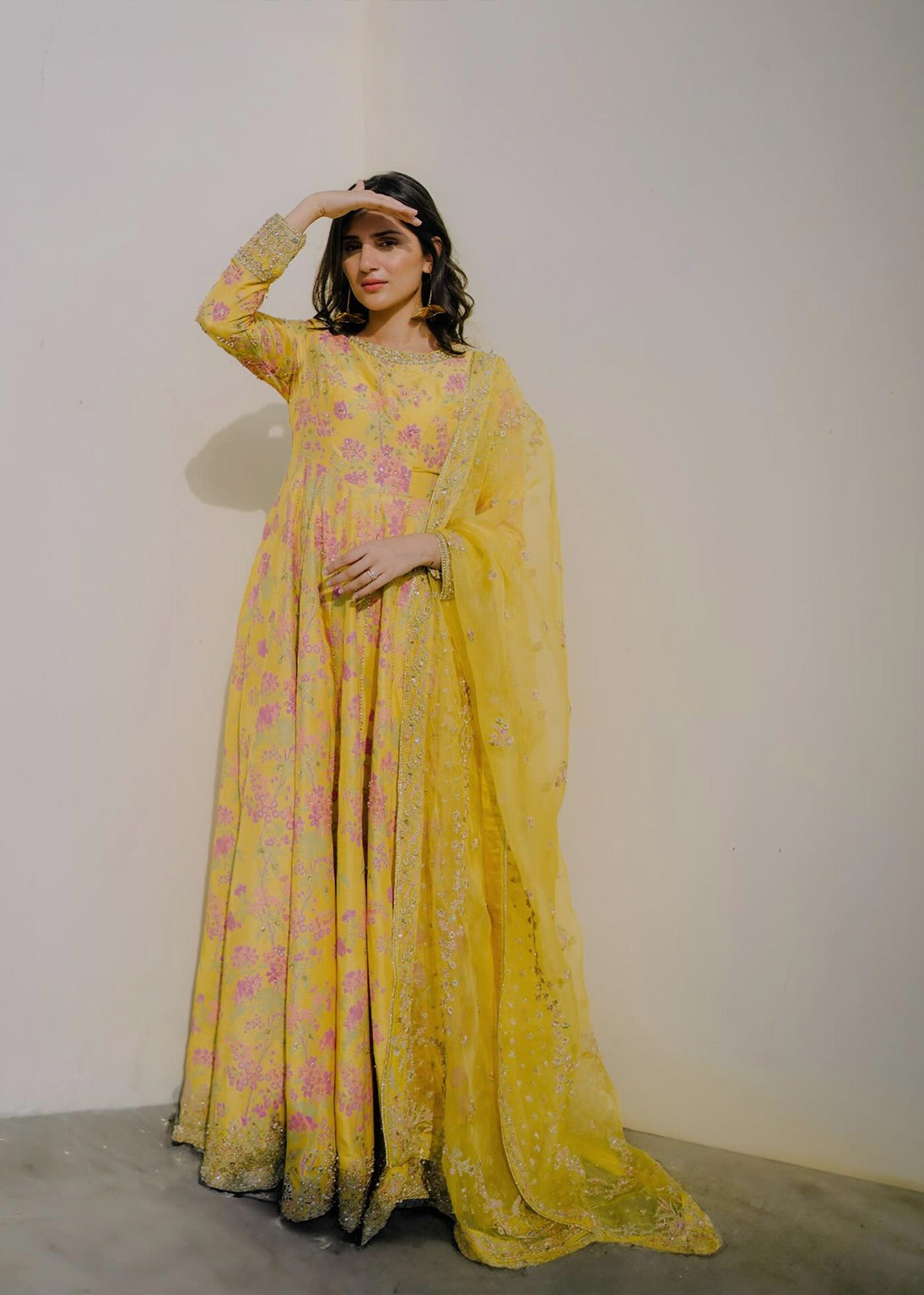3-Piece Luxury Shamooz Silk Pallu Style Suit with Handcrafted Adda Work | Ready to Wear