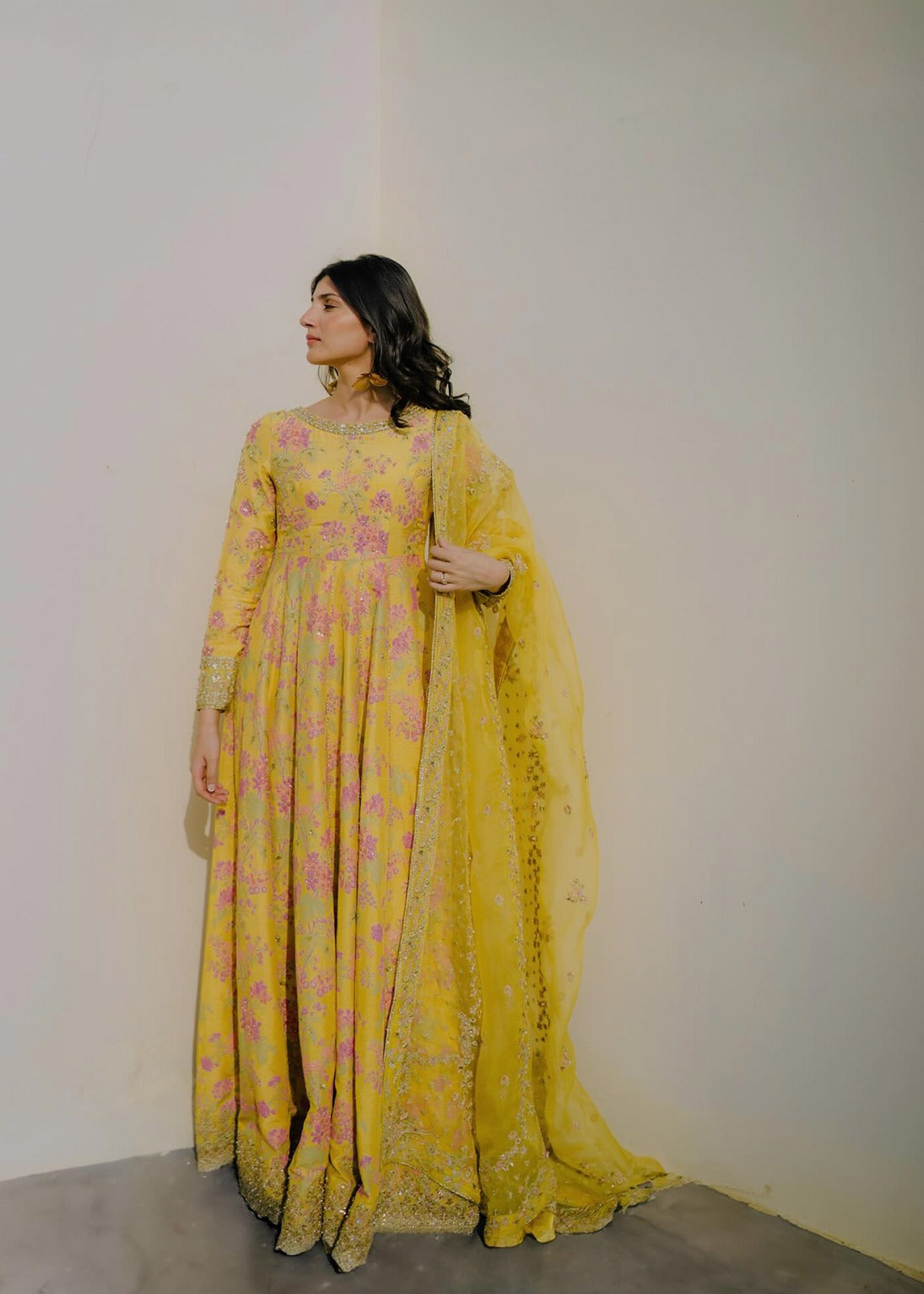 3-Piece Luxury Shamooz Silk Pallu Style Suit with Handcrafted Adda Work | Ready to Wear
