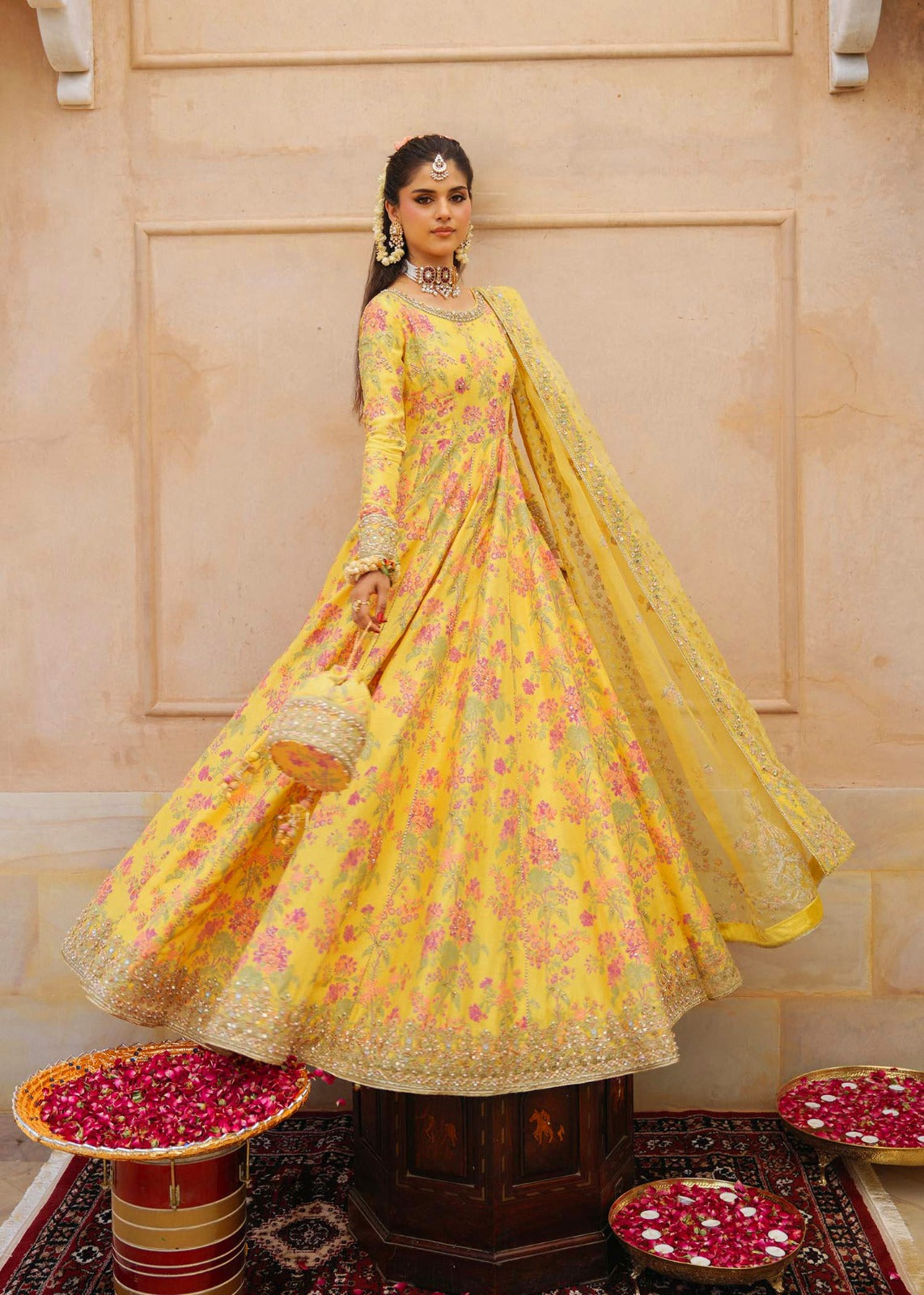 3-Piece Luxury Shamooz Silk Pallu Style Suit with Handcrafted Adda Work | Ready to Wear