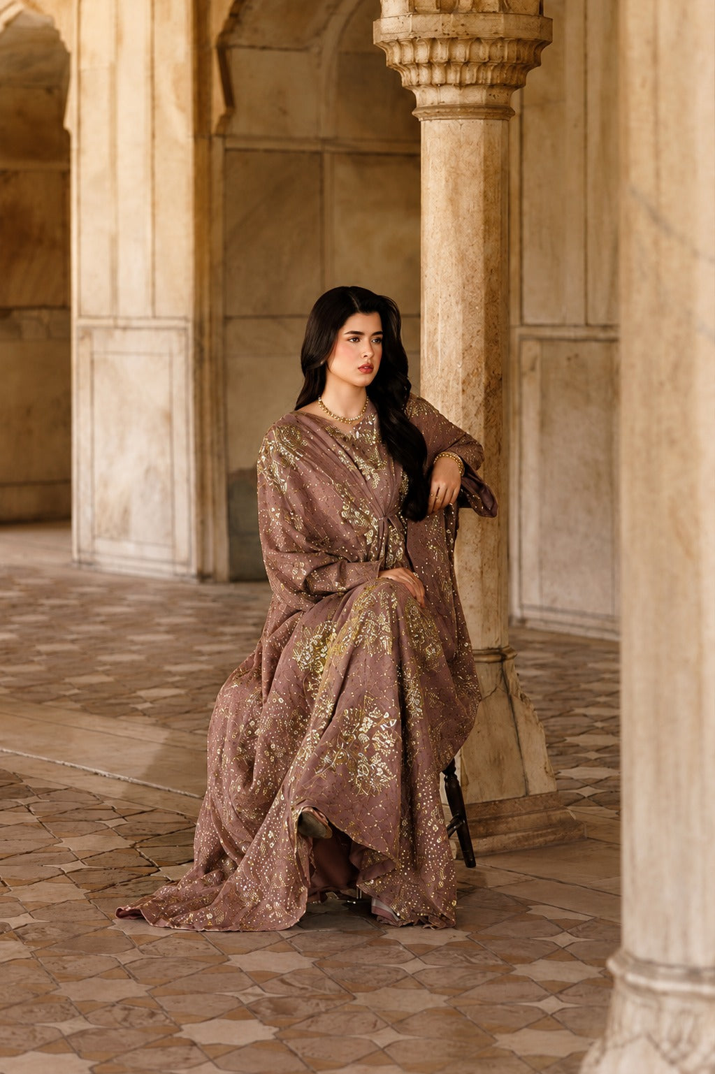 3-Piece Twin Sequined Embroidered Chiffon Suit with 4-Sided Dupatta | Ready to Wear