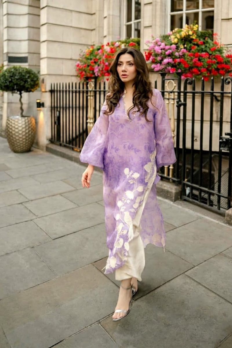 03 Piece Luxury Embroidered Sheesha Silk Suit - Ready To Wear