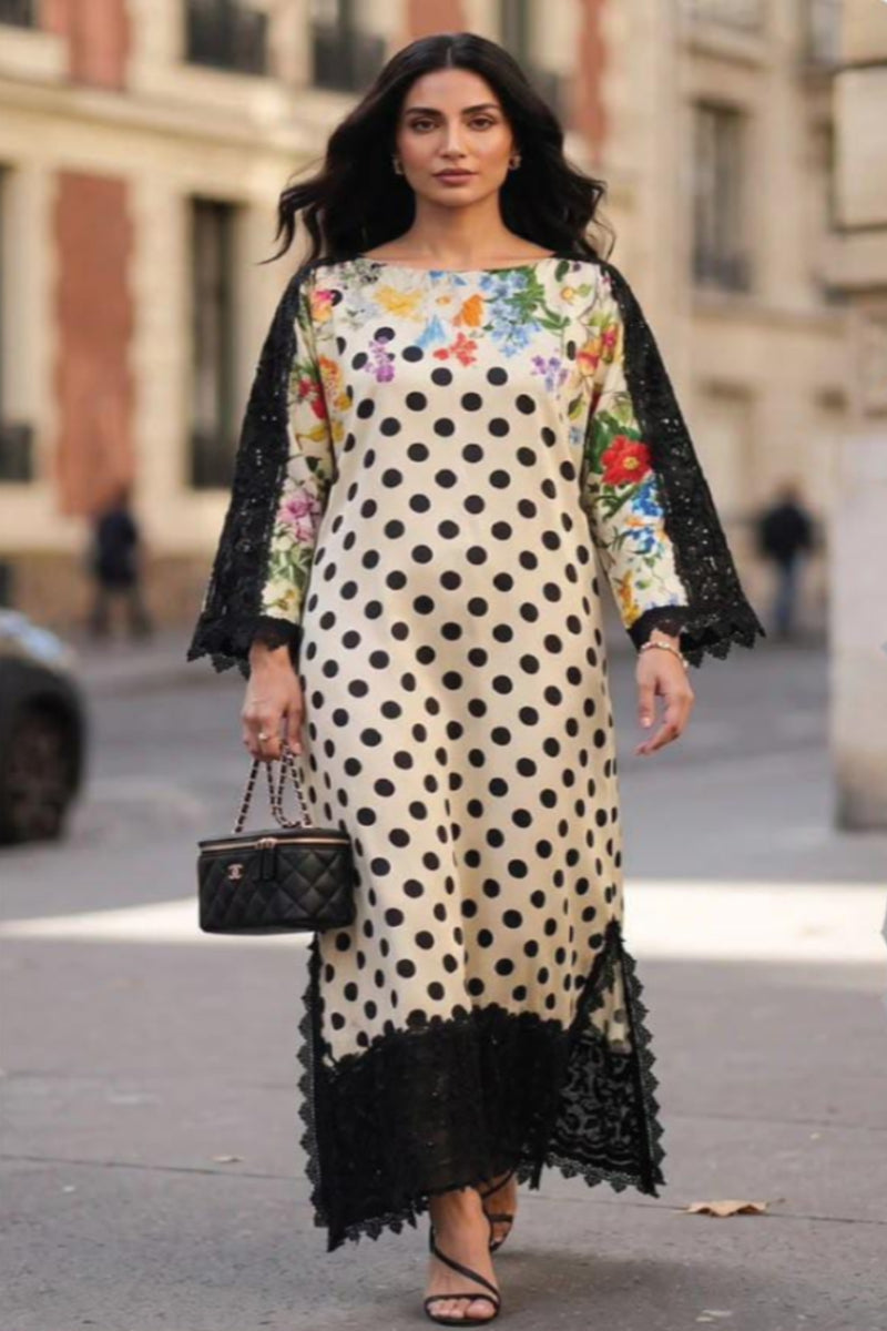 Off-White Polka Dot Silk Printed & Embroidered Suit | Ready to Wear