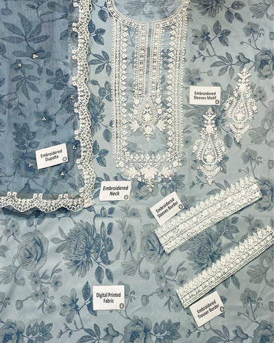 Stitched 3-Piece Lawn Suit – Blue Elegance