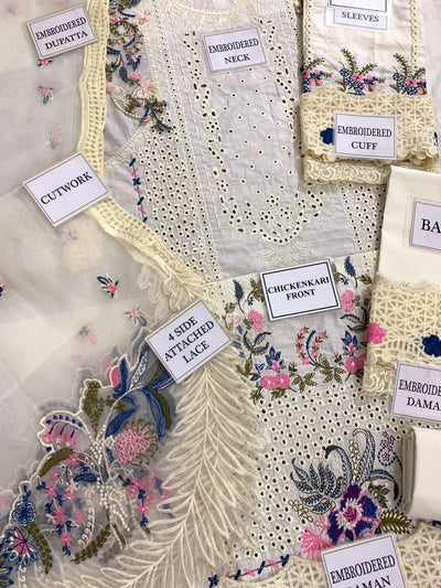 03-Piece Chikankari Embroidered Suit