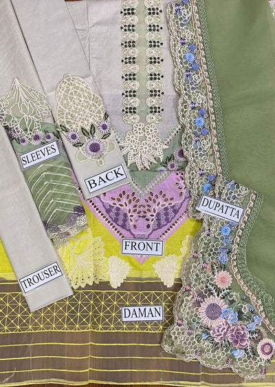 03 Piece Shade V Panel Fully Heavy Embroidered suit