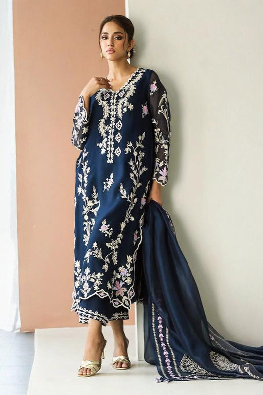 3 Piece Stitched Organza Embroidery Suit - Ready To Wear