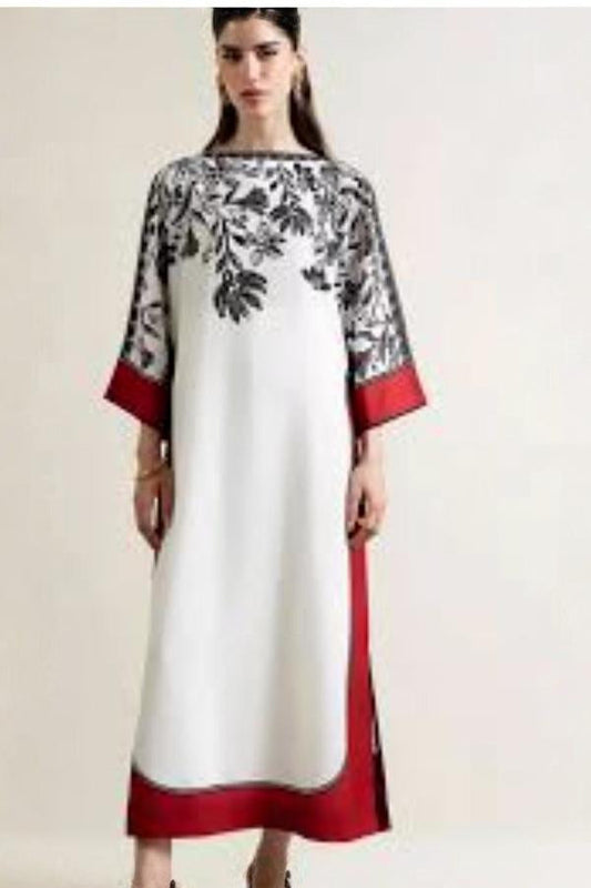 3 Piece Stitched Kaftan in Silk Fabric - Ready To Wear