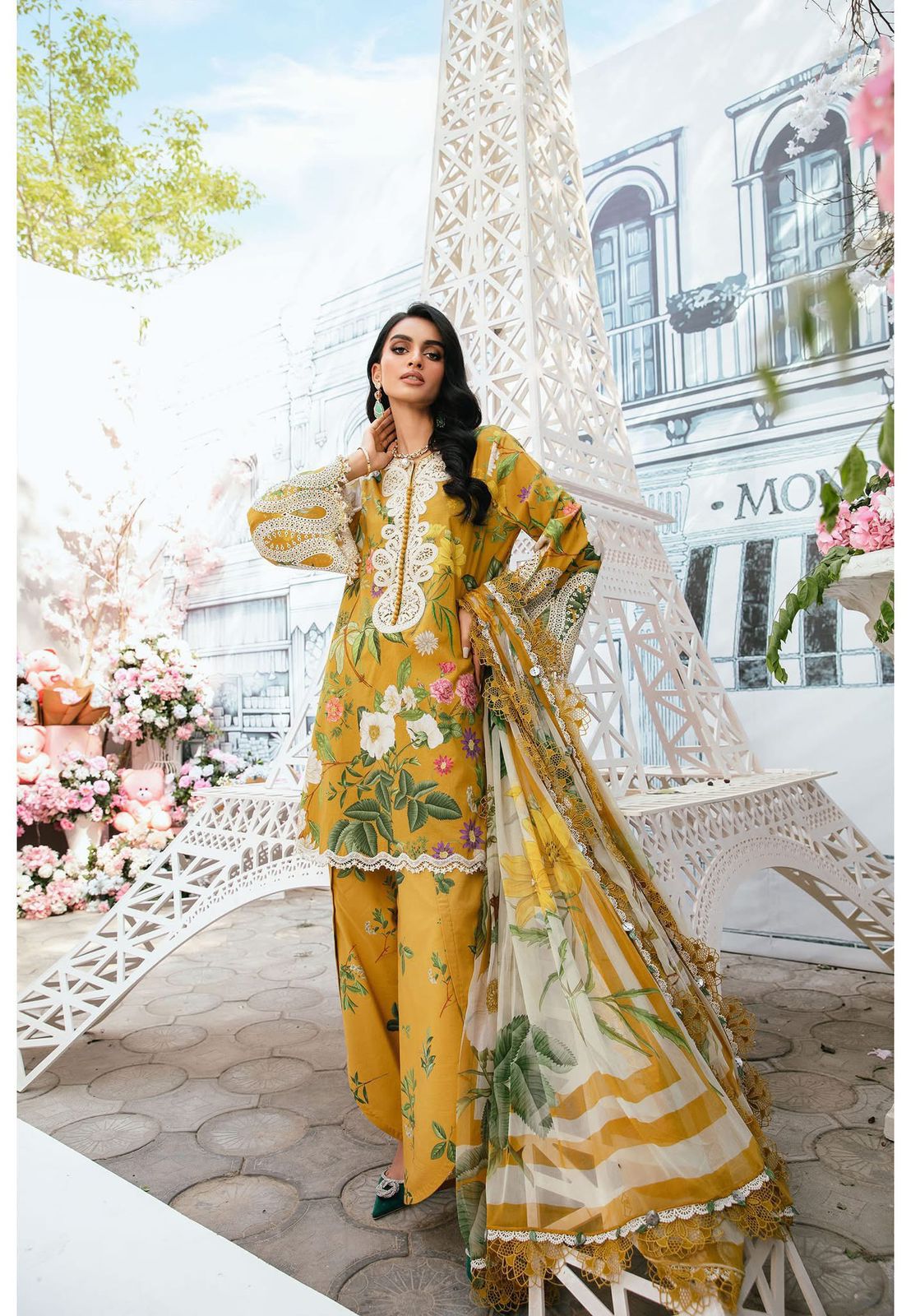 3 Piece Stitched Lawn Suit - Ready To Wear