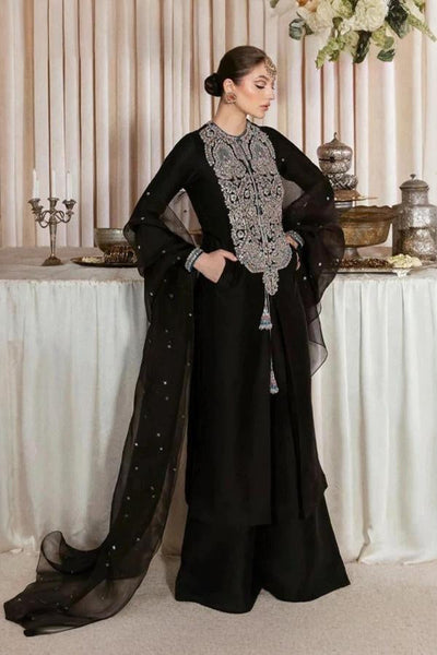 3 Piece Stitched Black Dress - Ready To Wear