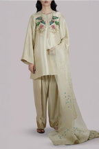 3 Piece Stitched Silk Organza Dress - Ready To Wear