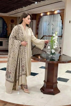 3 Piece Stitched Pashmina Dress With Embroidery Shawl - Ready To Wear