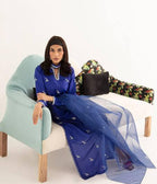 3 Piece Stitched Raw Silk Dress - Ready to Wear