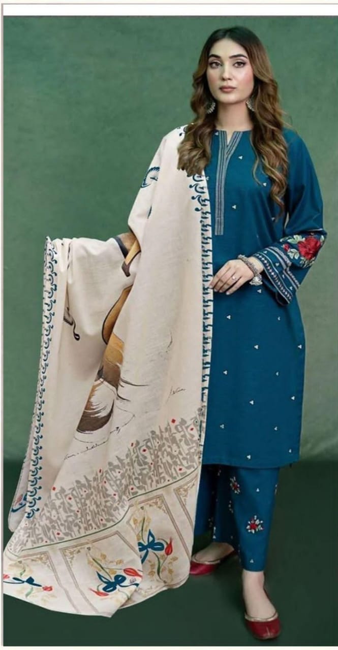 3 Piece   Stitched Dhanak Dress -Ready to Wear