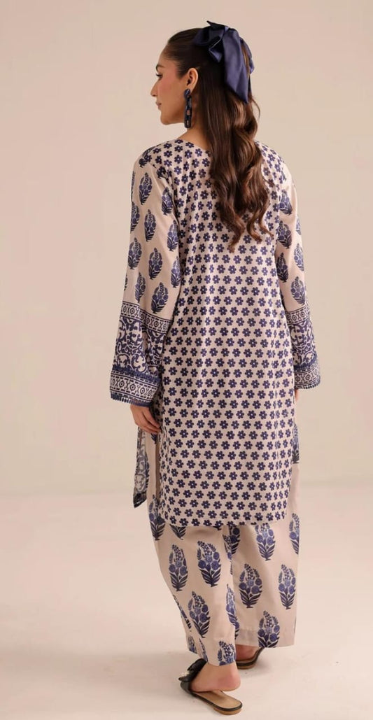 2 Piece Stitched Printed Cotton Lawn Suit - Ready to Wear