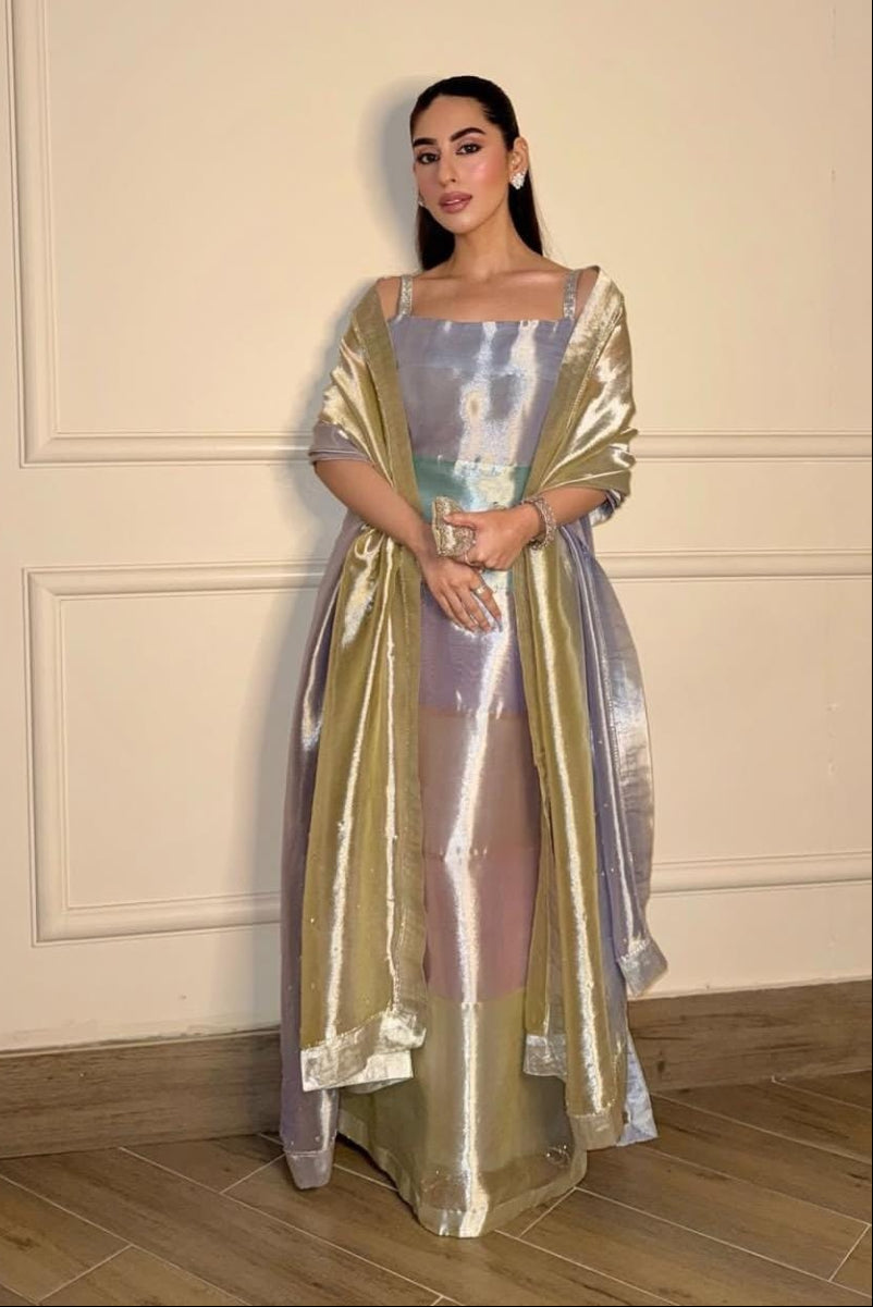 3Piece Lama Tissue Dress Ready To Wear