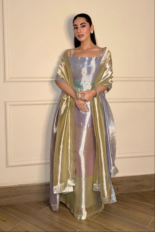 3Piece Lama Tissue Dress Ready To Wear