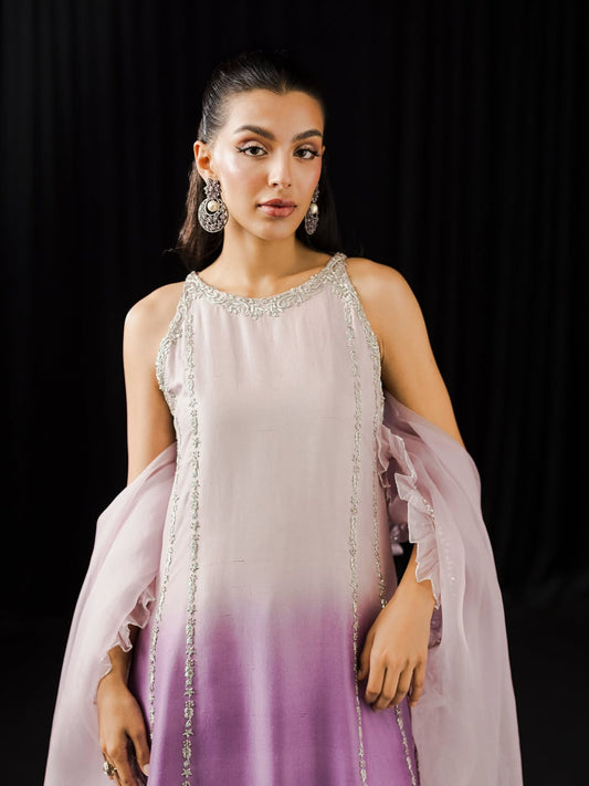 Shamoze Silk Digital Print & Embroidered 3 Piece Dress