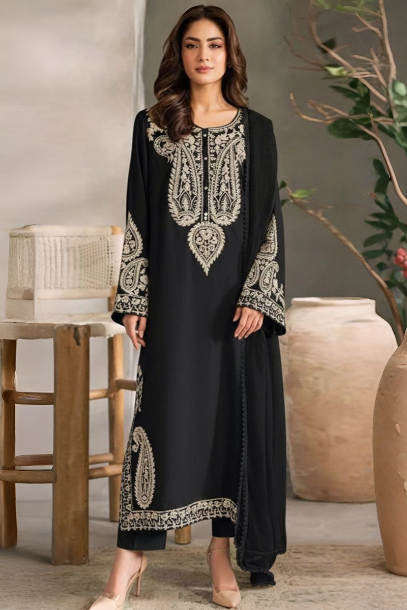 03-Piece Lawn Suit With Embroidery - Ready To Wear