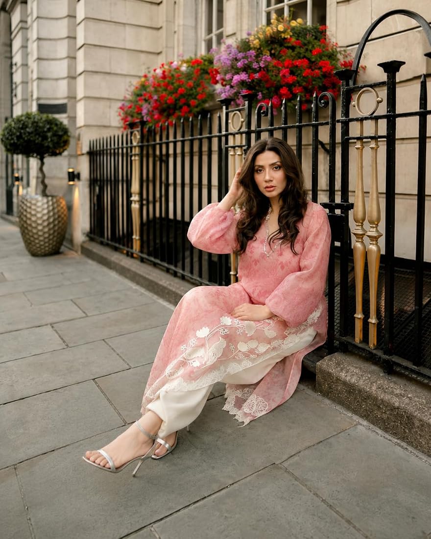 3-Piece Luxury Sheesha Silk Embroidered Suit with Satin Silk Trouser | Ready to Wear