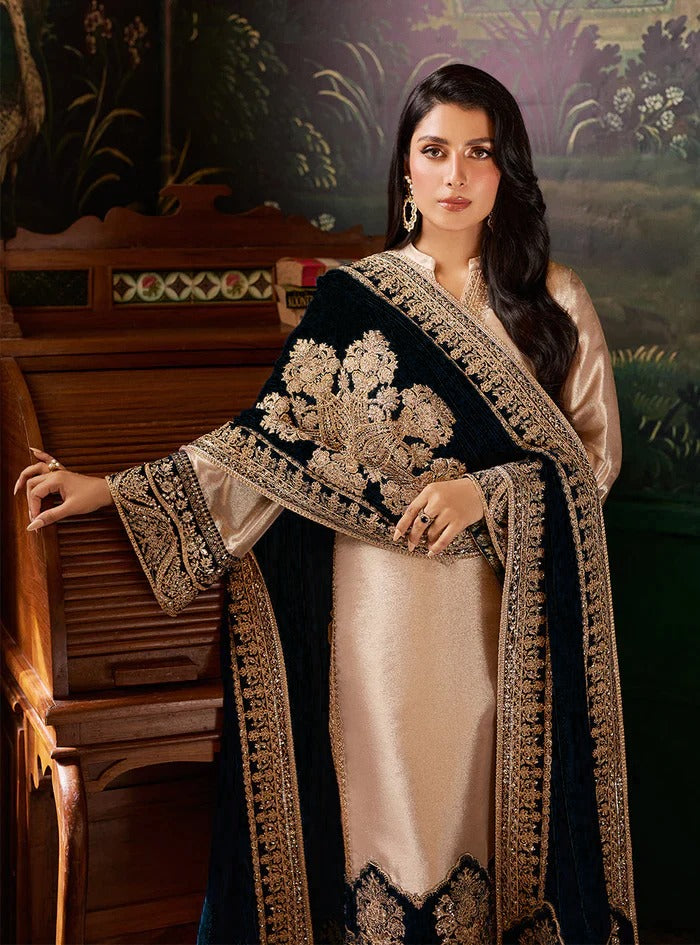 03 Piece Embroidered Shimmer Suit - Ready To Wear