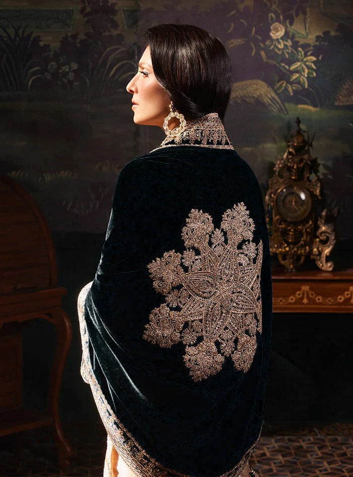 03 Piece Embroidered Shimmer Suit - Ready To Wear