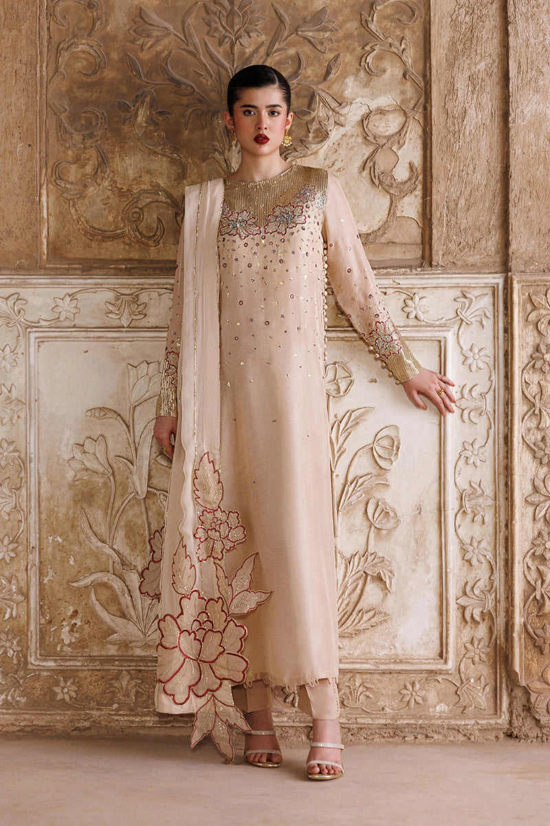 Beige Gold Raw Silk Formal Suit | ready to wear