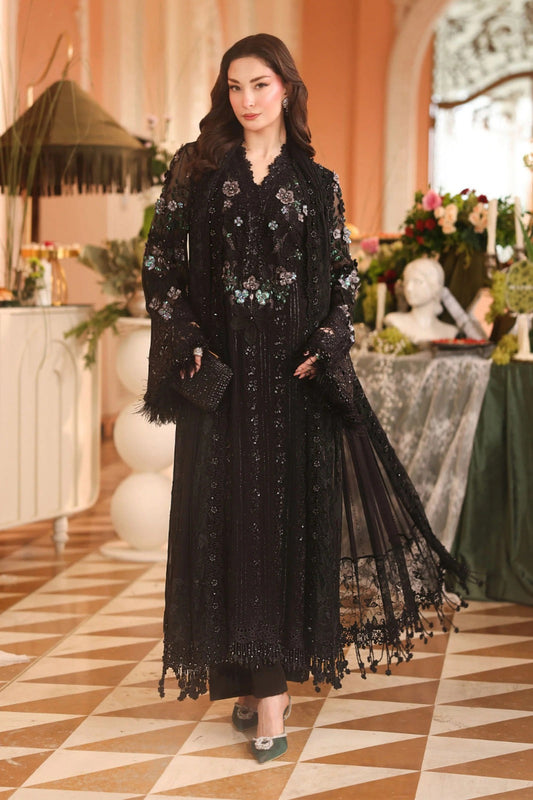 Black Bamber Chiffon Embroidered 3-Piece Suit | Ready to Wear