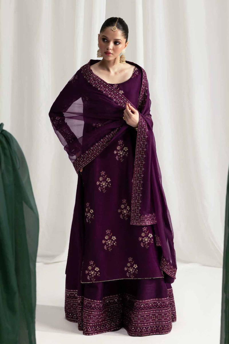 3-Piece Luxury Raw Silk Embroidered Suit with Organza Dupatta | Ready to Wear
