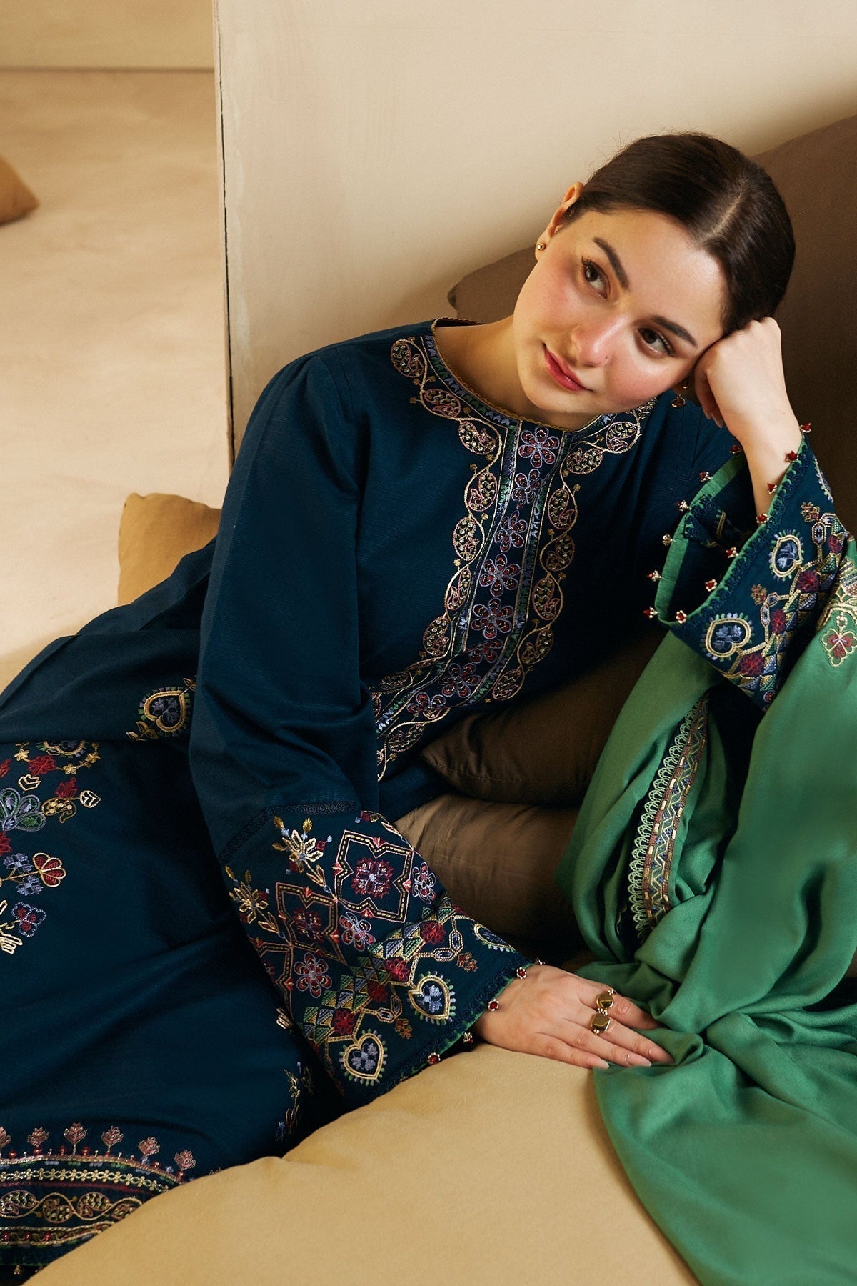 3 Piece Stitched Embroidery Lawn Dress - Ready To Wear