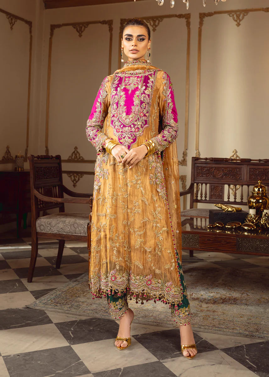 03-Piece Mustard Festive Organza Ensemble - Ready To Wear