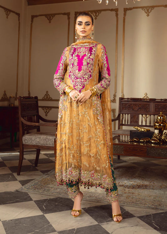 03-Piece Mustard Festive Organza Ensemble - Ready To Wear