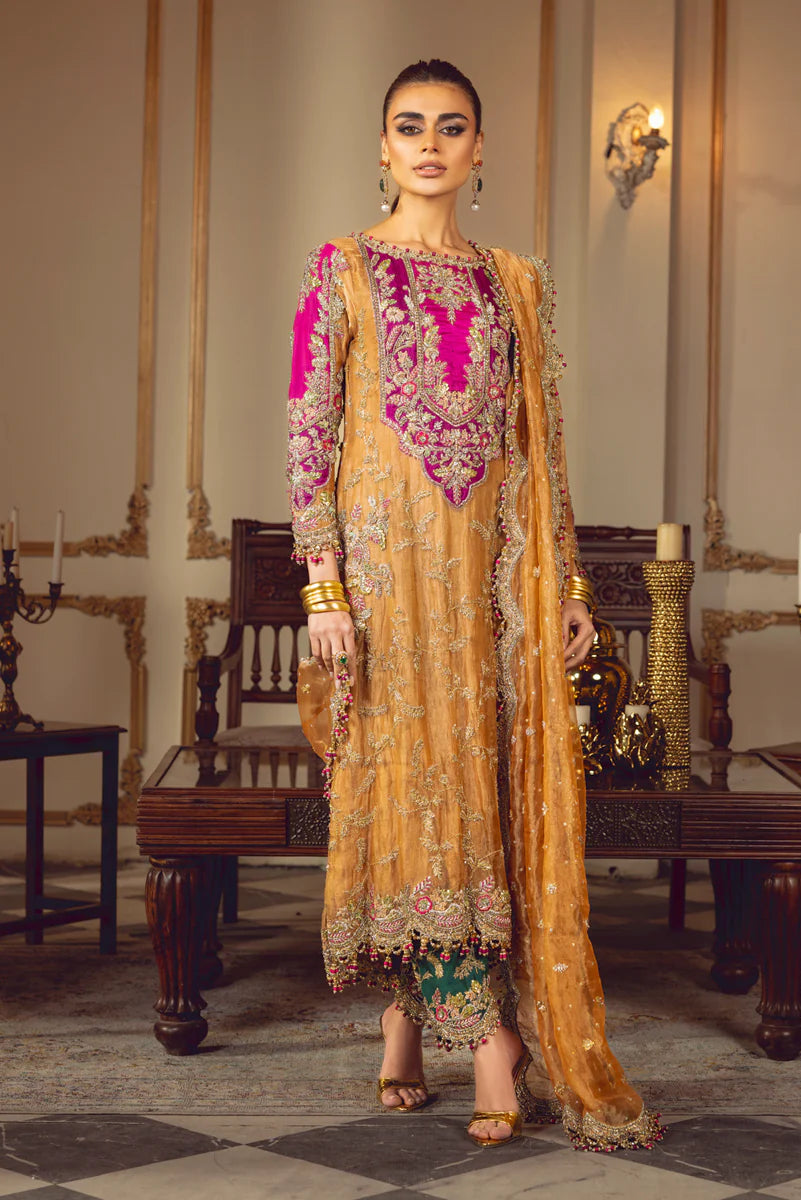 03-Piece Mustard Festive Organza Ensemble - Ready To Wear