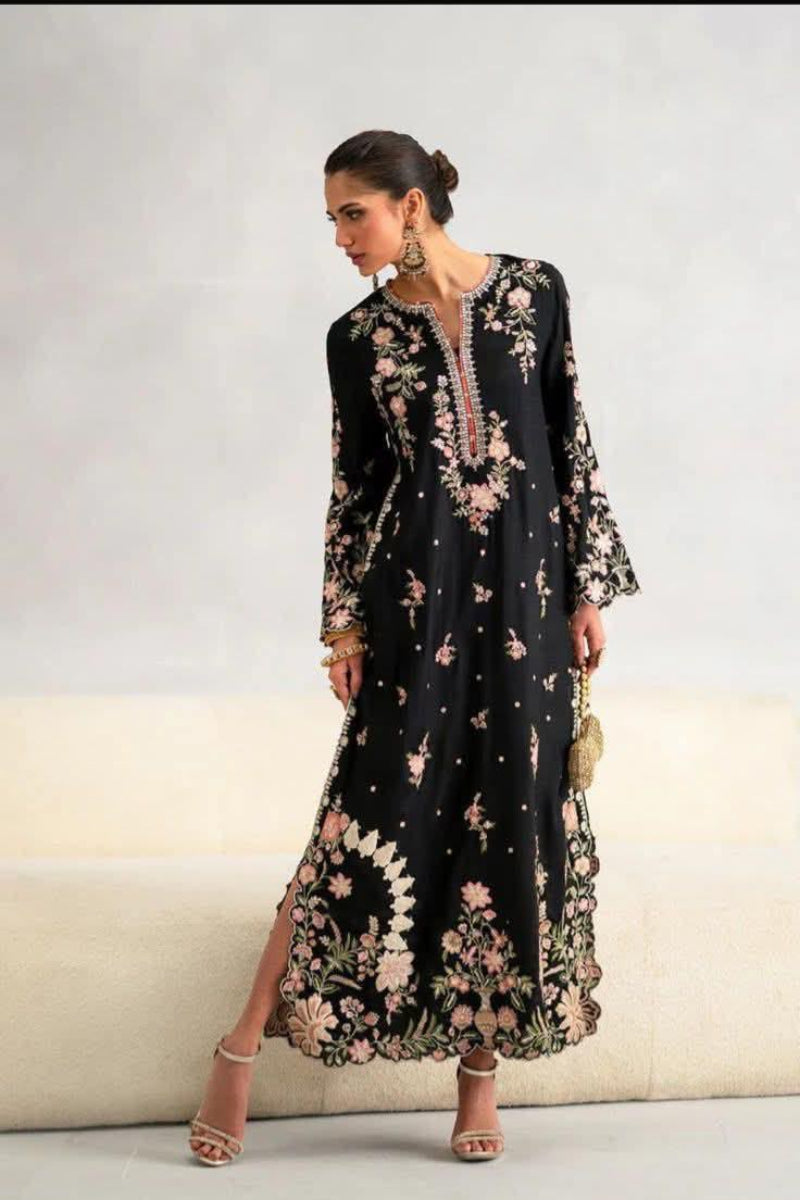 Silk Embroidered 2-Piece Kaftan Outfit | Ready to Wear