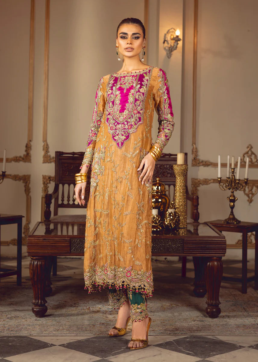 03-Piece Mustard Festive Organza Ensemble - Ready To Wear
