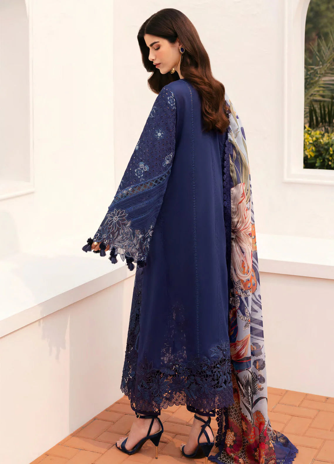 03-Piece Lawn Cotton Heavy Sequenced Embroidered Chikankari Suit - Ready To Wear