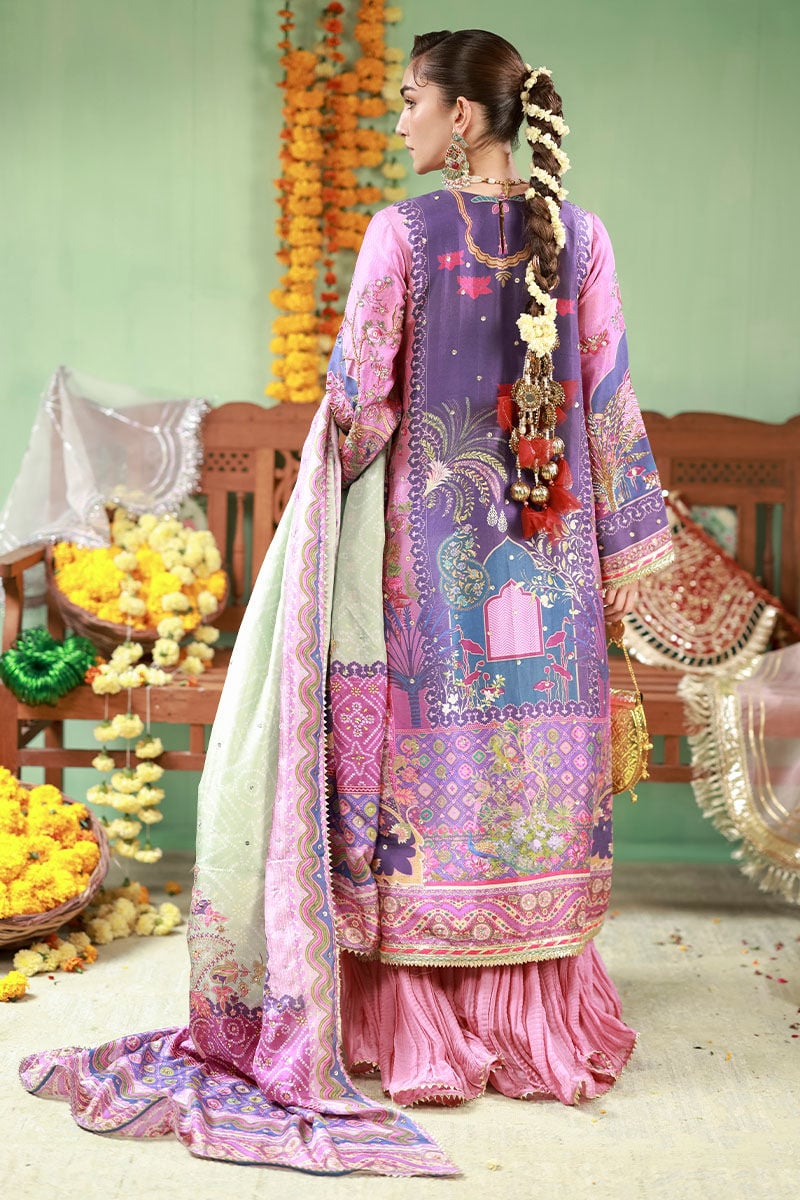 Luxury Purple & Pink Silk suit with Hand Embellished Adda Work | Ready To Wear