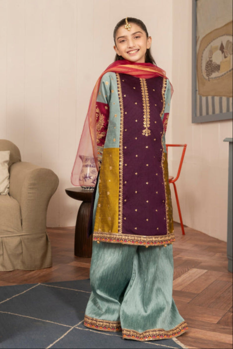 03-Piece Kids Raw Silk Suit